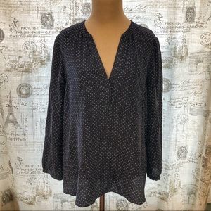 Joie 100% Blue White Polka Dot Silk Blouse